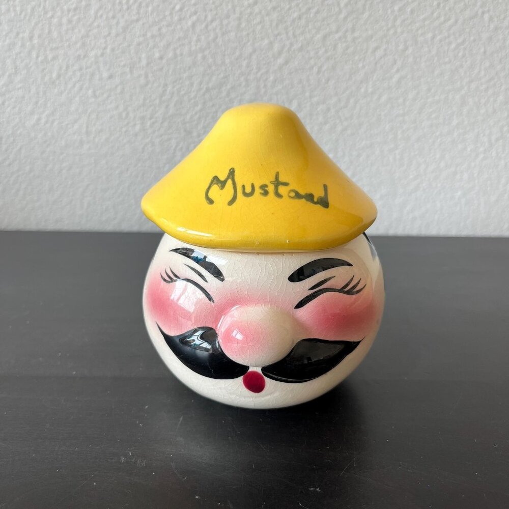 Vintage 1950s Mustard Dish Deforest of California // Anthropomorphic // Kitschy